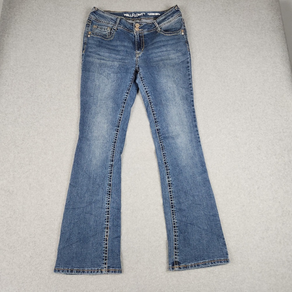 WallFlower Luscious Curvy Bootcut Jeans Womens 11 Blue Denim Mid Rise Stretch